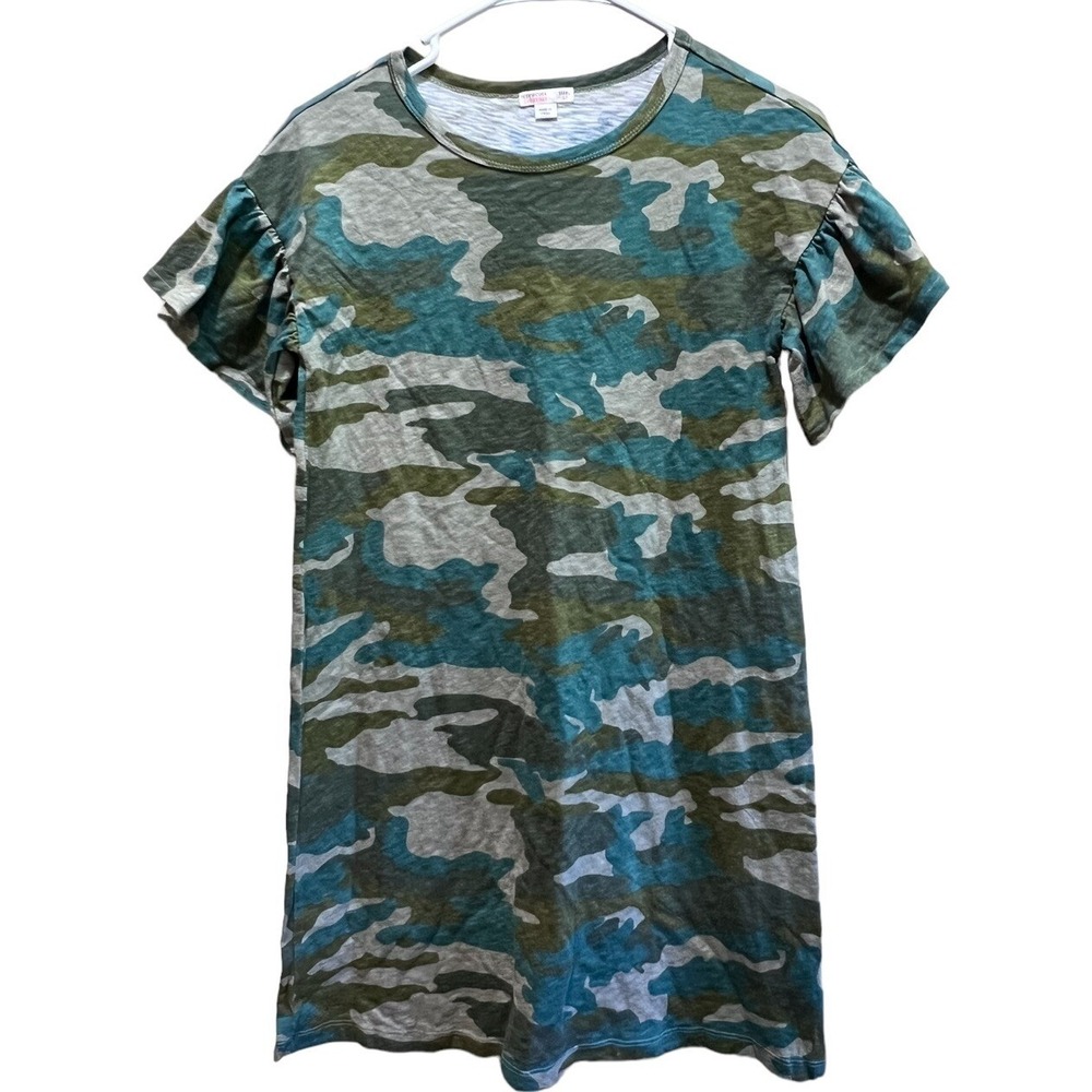 J‎ Crew Crewcuts Girls Camo Slub Cotton Dress Green Size 14